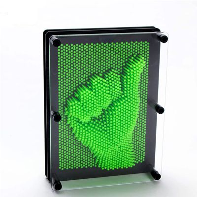 Sharkwill 3D Pin Art Sensory Toy Needles Intellectual Fun Toy Plastic Pin Art Palm Board Large (Green-6 x 8 Inches)