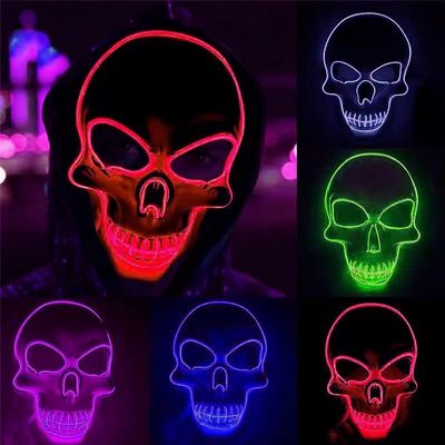 JIAXING Halloween Mask, LED Light Up Mask Scary Skull Mask for Halloween Festival Cosplay Masquerade Carnival Party (Red)