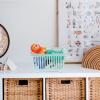 Grocery Basket 3pcs Mini Shopping Basket, Plastic Basket Grocery Basket Small Picnic Basket with Handles for Party Favors Kitchen Pretend Play, Blue Classroom Baskets view 3