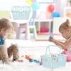 Grocery Basket 3pcs Mini Shopping Basket, Plastic Basket Grocery Basket Small Picnic Basket with Handles for Party Favors Kitchen Pretend Play, Blue Classroom Baskets view 4