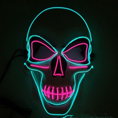 JIAXING Halloween Mask, LED Light Up Mask Scary Skull Mask for Halloween Festival Cosplay Masquerade Carnival Party (Ice Blue powder)