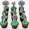Whaline 37Pcs Halloween Cupcake Toppers Zombie Hand Tombstone Graveyard Cake Toppers Scary Halloween Toothpick Flags Table Centerpiece for Birthday Party Supplies Dessert Decorations view 1