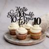 30PCS 10th Birthday Cupcake Toppers Glitter Hello 10 Double Digits Cupcake Picks Sweet 10 Ten Cake Decoration for 10th Birthday Anniversary Party Decorations Supplies Black view 3