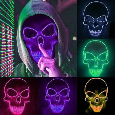 JIAXING Halloween Mask, LED Light Up Mask Scary Skull Mask for Halloween Festival Cosplay Masquerade Carnival Party (Purple)