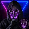 JIAXING Halloween Mask, LED Light Up Mask Scary Skull Mask for Halloween Festival Cosplay Masquerade Carnival Party (Purple) view 3