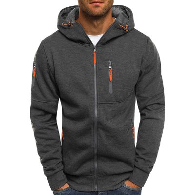 Maiyifu-GJ Fleece Hoodies for Men Long Sleeve Full Zip Up Sports Sweatshirt Lightweight Slim Fit Hoodie with Zip Pockets (Grey,Small)