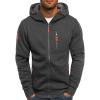 Maiyifu-GJ Fleece Hoodies for Men Long Sleeve Full Zip Up Sports Sweatshirt Lightweight Slim Fit Hoodie with Zip Pockets (Grey,Small) view 1