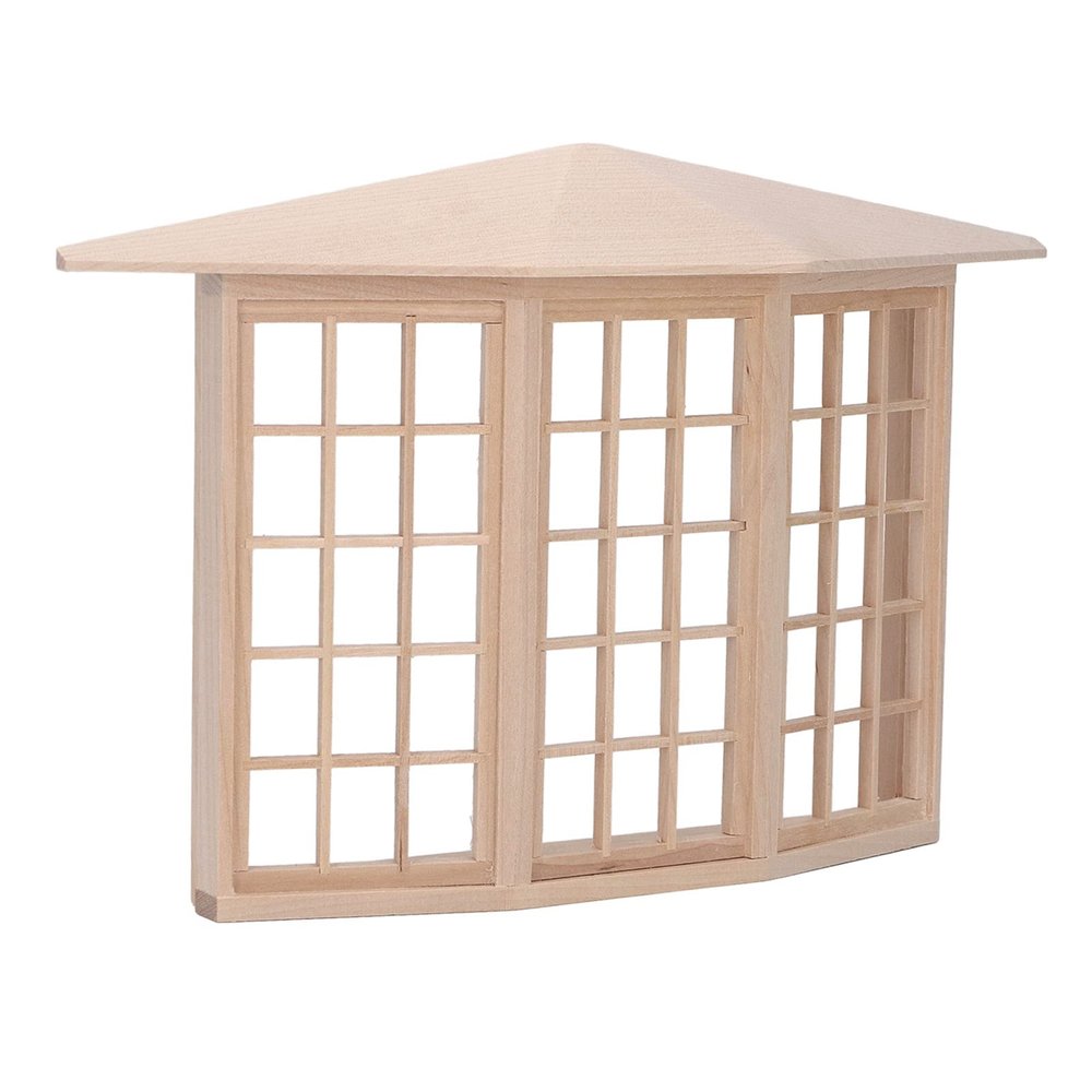 1pc Birchwood Dollhouse Bay Window Exquisite Crafted Dollhouse Window for 112 Doll House Accessories