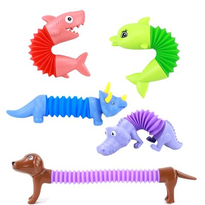 Kryfa Animals Pop Tube, Road Trip Activities for Kids, Airplane Travel Essentials Kids, Sensory Car Travel Toys for Toddlers 3-5 (5 Pack)
