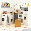 Costzon 2-Piece Corner Play Kitchen, Wooden Play Kitchen w/Washing Machine, Realistic Light & Sound, Coffee Maker, Stove & Accessories, Little Chef Pretend Toy Kitchen for Boys & Girls view 1