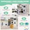 Costzon 2-Piece Corner Play Kitchen, Wooden Play Kitchen w/Washing Machine, Realistic Light & Sound, Coffee Maker, Stove & Accessories, Little Chef Pretend Toy Kitchen for Boys & Girls view 2