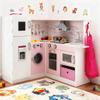 Costzon Kids Corner Play Kitchen, Wooden Pretend Play Kitchen w/Realistic Light & Sound, Washing Machine, Microwave, Ice Maker, Oven & Stove, Little Chef Pretend Toy Kitchen for Boys & Girls view 1