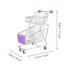 Miniature Shopping Cart Mini Metal Shopping Cart Mini Supermarket Handcart Double Layer Supermarket Shopping Cart Toy for Home Desktop DecorPurple view 2