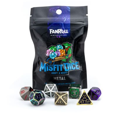 FanRoll Mystery Misfit Metals: Bag of 7 Assorted Polyhedral 16mm Metal Dice