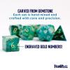FanRoll 16mm Stone Poly DND Dice Set: Engraved Imperial Stone: Green, Role Playing Game Dice for Dungeons and Dragons view 3