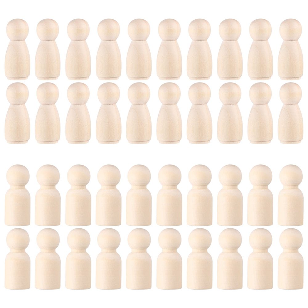 40pcs Wooden Peg Doll Wood Peg Figures Unfinished Miniature Wooden People Figurines for DIY Painting Party Favors