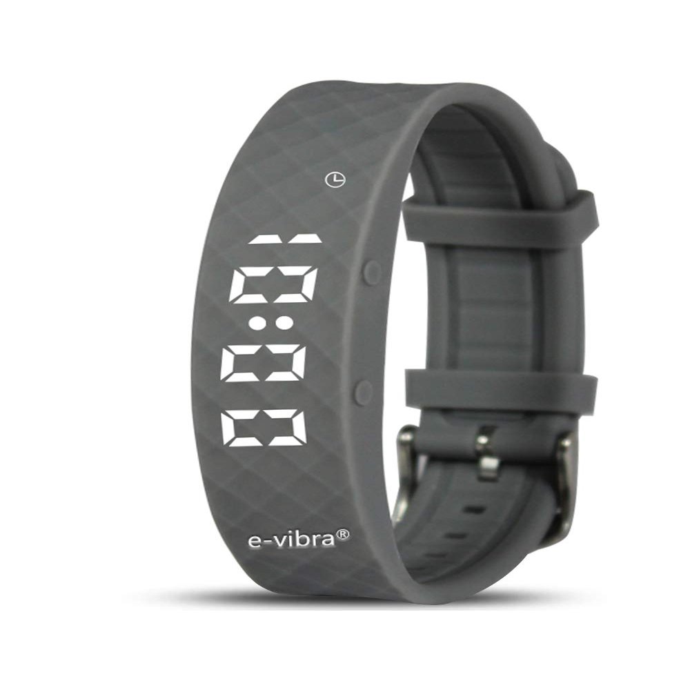 e-vibra Potty Training Watch - Rechargeable Silent Vibrating Wristband - Medical Reminder Watch - with Timer and 15 Daily Alarms (Grey)