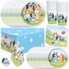 Unique Bluey Birthday Party Supplies and Decorations - Bluey Tablecover, Plates, Cups, Napkins, Button view 1