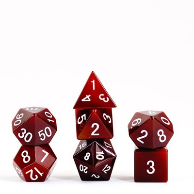 FanRoll 16mm Gemstone Stone Poly DND Dice Set: Carnelian, Role Playing Game Dice for Dungeons and Dragons