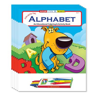 ZOCO Alphabet Coloring Books for Kids (50 Bulk Pack, With Crayons) Preschool & Kindergarten Learning Activities  ABC Letters, Puzzles, and Games  Educational Classroom Supplies