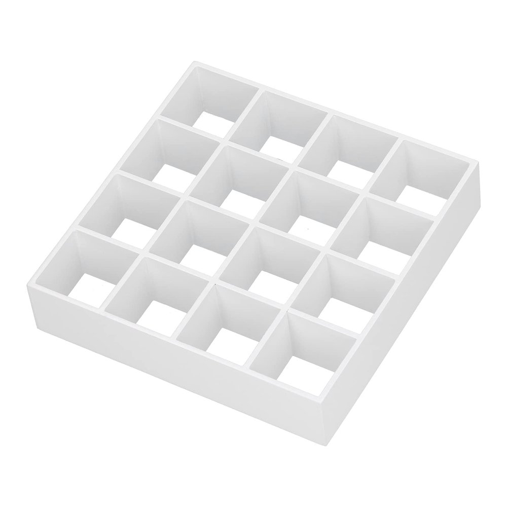 Dollhouse Storage Shelf, 1:12 Dollhouse 16 Grid Display Shelf Miniature Wooden Storage Rack Furniture Accessories(White)