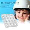 Dollhouse Storage Shelf, 1:12 Dollhouse 16 Grid Display Shelf Miniature Wooden Storage Rack Furniture Accessories(White) view 2
