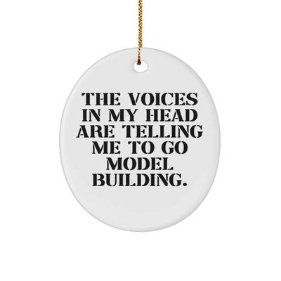 Cool Model Building, The Voices in My Head are Telling Me to Go Model Building., Beautiful Oval Ornament for Friends from