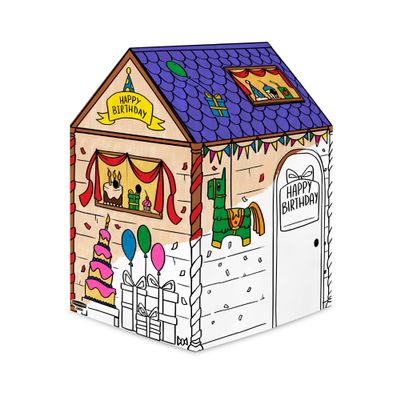 Bankers Box at Play Large Color in Birthday Playhouse, Cardboard Playhouse and Life Size Craft Activity for Kids and Families