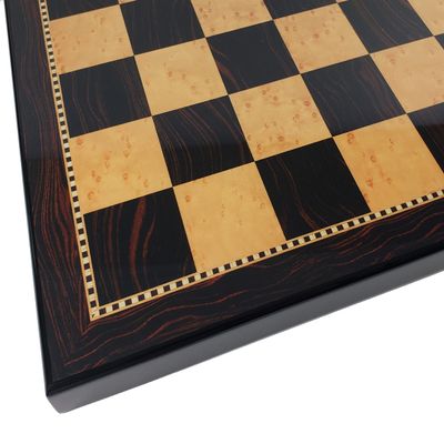 18 Inch High Gloss Dark Walnut and Birdseye Maplewood Color Chess Board 1 31/32 inch Squares