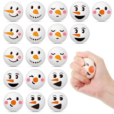 Cindeer Christmas Stress Balls Christmas Toys Snowmen Stress Ball Pu Squeeze Ball Stress Relief Gift Stocking Stuffers for Adult Kid Novelty Pre-Kindergarten Toy for Party Ornament, 3 Styles (24 Pcs)