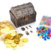 AiFanS Treasure Chest for Kids Prizes,Plastic Treasure Chest with 288 Treasure Gold Coins and Gems,Jewels- Perfect for Pirate Themed Parties and Games view 1