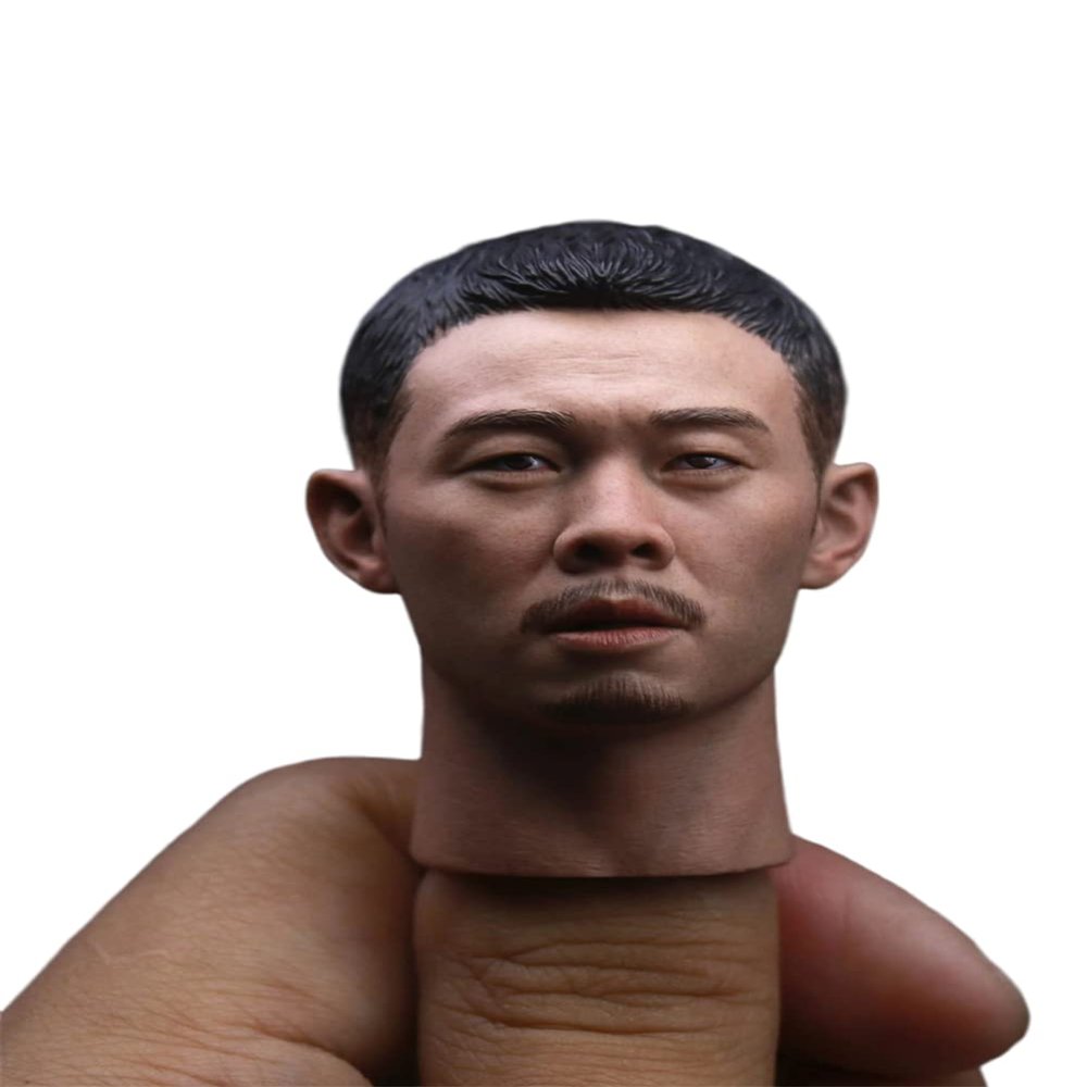 1/6 Scale Male Head Sculpt, Asian Male Head Carved for 12inch Soldier Action Figure Doll Collection (D)