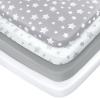 Pack and Play Sheets, 4 Pack Mini Crib Sheets, Stretchy Pack n Play Playard Fitted Sheet, Compatible with Graco Pack n Play, Soft and Breathable Material, Grey view 1