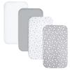 Pack and Play Sheets, 4 Pack Mini Crib Sheets, Stretchy Pack n Play Playard Fitted Sheet, Compatible with Graco Pack n Play, Soft and Breathable Material, Grey view 2