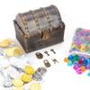 AiFanS Treasure Chest for Kids Prizes,Plastic Treasure Chest with 320 Treasure Gold Coins and Gems/Jewels- Perfect for Pirate Themed Parties and Games view 1