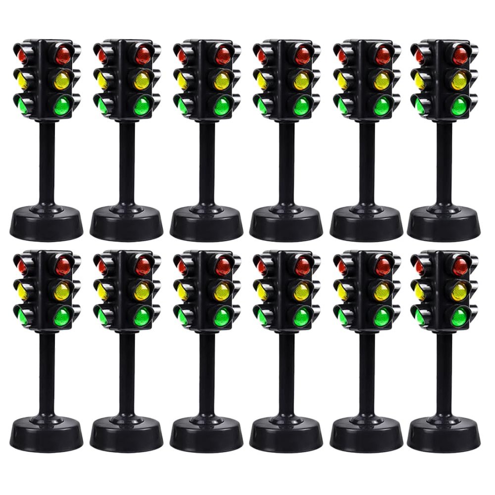 Toddmomy Traffic Light Toy Educational Traffic Signal Model for Kids Early Learning Toy with Sound and Light Effects 12 Pieces Mini Signs for Pretend Play and Classroom Activities