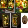 3D Wooden Book Stand Puzzle DIY Dollhouse Wood Bookends Book Nook Model Building Kit with LED Light for Teens and Adults to Build-Creativity Gift for Birthdays Christmas Halloween view 4