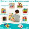 HELLOWOOD 8-in-1 Wooden Activity Cube for Kids, Sorting & Stacking Toys Shape Match Xylophone Montessori Learning Toy STEM Value Pack Gift for Boys Girls Toddlers-Light Pink Packaging view 2