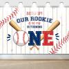 Baseball 1st Birthday Decoration, My Rookie Year Banner Backdrop for Boys Baby First Birthday Party Decor, Baseball Rookie of The Year Decoration, 71x47inch Baseball One Year Old Decor view 1