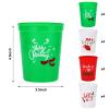 Ainibar 24 Pack Christmas Party Cups - 16oz Reusable Red, Green & White Plastic Stadium Cups with 4 Festive Pun Designs, Ideal for Holiday Celebrations view 2