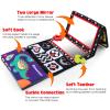 Tummy Time Floor Mirror with Crinkle Cloth Book and Teethers, Double-sided Baby Mirror Black and White High Contrast Baby Toys, Folding Crawling Activity Mat for Infants 3 6 12 Months (B-Mirror+Book) view 3