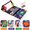 Tummy Time Floor Mirror with Crinkle Cloth Book and Teethers, Double-sided Baby Mirror Black and White High Contrast Baby Toys, Folding Crawling Activity Mat for Infants 3 6 12 Months (B-Mirror+Book) view 4