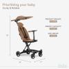 evolur Cruise Rider Stroller with Canopy, Lightweight Umbrella Stroller with Compact Fold, Easy to Carry Travel Stroller - Cognac view 3