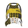 Personalized Excavators Trucks Construction Baby Car Seat Canopy for Babies with Name, Custom Car Seat Covers for Boys, Opening Minky Nursing Breastfeeding Cover Infant Carseat Canopies for Newborn view 1