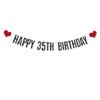 ABCpartyland Black Glitter Happy 35th Birthday Banner,35th Birthday Party Decorations Supplies, Pre-Strung,Letters Black,HAPPY 35TH BIRTHDAY view 1