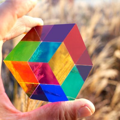 CMYCUBE CMY Color Cube, 2.0 inch (50mm) Acrylic Mixing Color Cube Prism for Physics Education Desktop Decoration Scientific Toys,Gifts for Kids