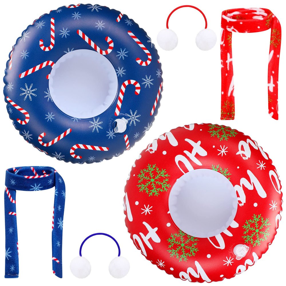 Hungdao 6Pcs Christmas Clothing Accessory Set Include Ear Muff Scarf Inflatable Snow Tube or Mermaid Costume for Doll (Stylish Style)