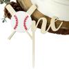Wood Baseball One Cake Topper - Wood 1st Birthday Cake Topper, 1st Birthday Decorations Boy, Baseball Theme 1st Birthday Party Supplies view 3