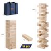 Offelec Giant Tumbling Tower Game with Carry Bag - 54 Jumbo Wooden Stacking Blocks for Indoor Outdoor Yard Games, Large Tower Stacking Grows to Over 4 FT Tall - Family Party Toy for Kids & Adults view 2