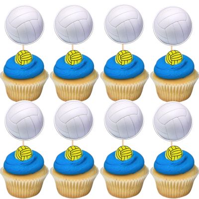 36 PCS Volleyball Cupcake Toppers Sports Ball Cupcake Picks Volleyball Game Player Birthday Cake Decoration for Sports Volleyballs Theme Baby Shower Birthday Party Decorations Supplies